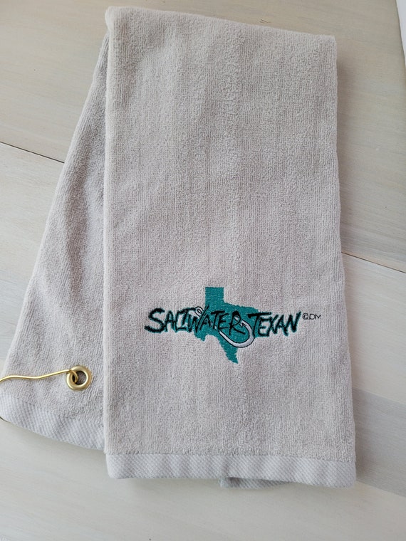 Saltwater Texan & Hook Towel. Unique Gift. Birthday. Texas Towel, Texas  Decor, Fishing Decor, Fishing Towel, Hand Towel, Boat Towel, Accent. 