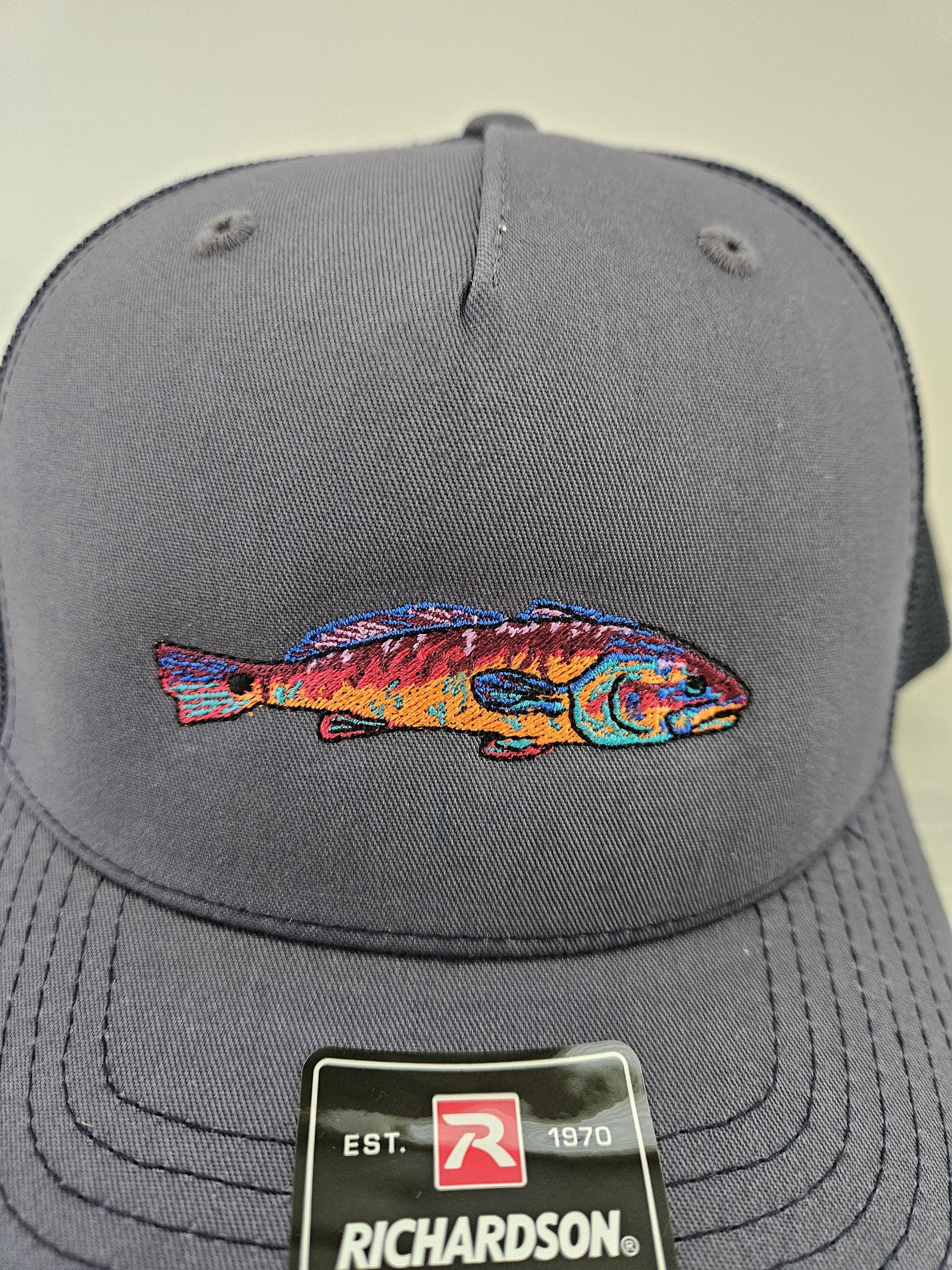 Texas Redfish Fisherman Angler Baiter Retro Embroidered Richardson 112 Hat Cap Vintage Rebel Lures Fisherman Patch on Richardson 112  main image 2