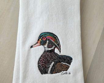 Beautiful Wood Duck towel. Unique gift, Birthday, Hunting towel, duck decor, accent towel, hand towel, wildlife towel, duck towel, bathroom.