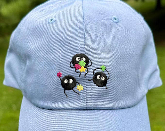 Embroidered Anime Cap Soot Sprites | Cute Anime Hat | Anime Lover Gift | Sprite Artwork Merchandise