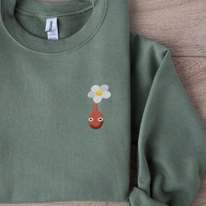 Embroidered Long Sleeve Shirt | Simple Video game Embroidery Sweater | Gamer Gift Ideas | Anime Hoodless Sweatshirt