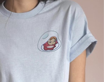 Embroidered Cotton Shirt | Anime Kawaii Embroidery TShirt | Anime Gift Ideas | Otaku Clothing | Anime Tee