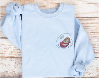 Embroidered Anime Long Sleeve Shirt | Embroidery Sweater | Japanese Anime Gifts | Crewneck Otaku Sweatshirt