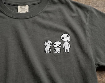 Embroidered Kodama T-Shirt | Studio Ghibli Inspired Cute Forest Spirits Tee