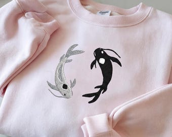 Embroidered Avatar the Last Airbender Koi Fish Long Sleeve Shirt | Moon and Ocean Spirits Sweater | ATLA Anime Hoodless Sweatshirt