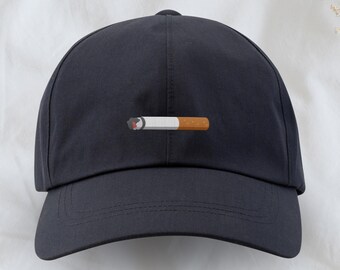 Embroidered Cigarette Baseball Cap | Detailed Cig Hat | Smoking Gifts | Cigarettes Artwork Merchandise