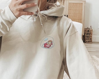 Embroidered Anime Hoodie | Kawaii Embroidery Sweater | Anime Lover Gifts | Otaku Hoodless Sweatshirt