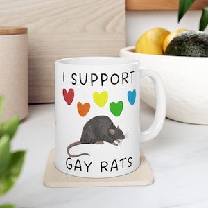 I support Gay Rats, Rat wedding, LGBTQ pride glassware Ceramic Mug 11oz