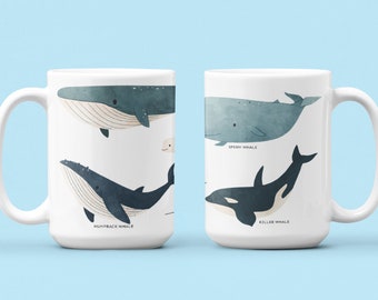Collection of Whales Mug | Blue Whale Mug | Marine Life Cup | Ocean Lover Glassware | Sea Life Gift | Gift for Whale Lovers | Marine Biology