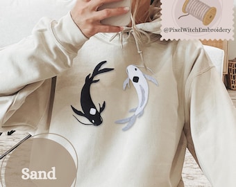 Embroidered Avatar the Last Airbender Koi Fish Hoodie | Moon and Ocean Spirits Embroidery Sweater | ATLA Anime Hoodless Sweatshirt