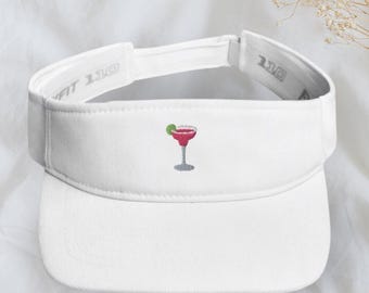 Embroidered Strawberry Daiquiri Visor | Cute Simple Cocktail Golfing Hat | Bachelorette Party Ideas | Girls Trip Merchandise