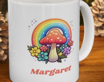 Rainbow Personalized Mushroom Mug