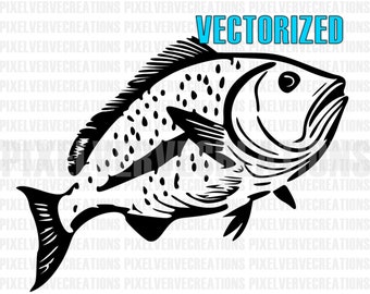 Bass Fish SVG, Vector Clipart, Fishing Cricut (Digital Download)