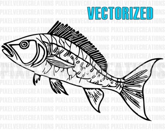 Bass Fish SVG, Clipart Vector Cut File (Digital Download)