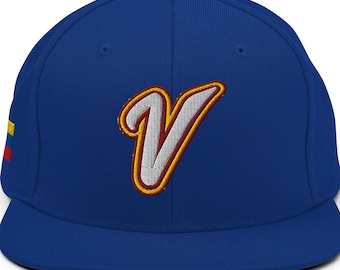 Venezuela Baseball Snapback Hat Blue Team Venezuela Flat Bill Cap