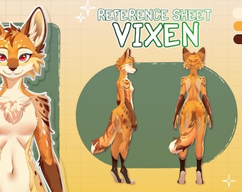 Custom Furry Character Sheet | Anthro Fursona Reference Design (Digital)