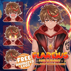 Ready To Use Vtuber, Vtuber Flareius Premade Elemental, Adoptable Vtuber,  Vtuber Twitch, Ready for streaming, Fully Rigged Vtuber