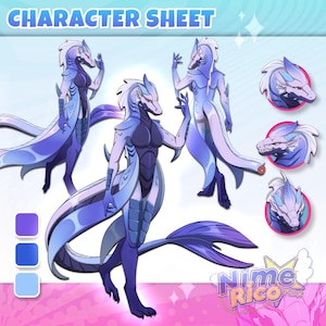 Character Sheet Design Anime Character Furry Character Sheet Custom Vtuber Character Sheet Model Vtuber Furry Reference Sheet