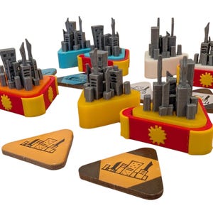 Arcs Board Game Upgrade - Arcs Cities and Space Port and Damage Tokens Upgrade