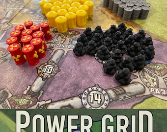 Power Grid Resource Token Upgrade – 84 Pieces – Coal, Oil, Garbage & Uranium – Replace Wooden Cubes – Board Game Accessory