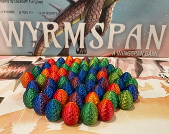 Wyrmspan Dragon Egg Upgrade – 60 Eggs – Gradient Two-Tone or Shiny Metallic – Double-Sided Coins – Board Game Accessory