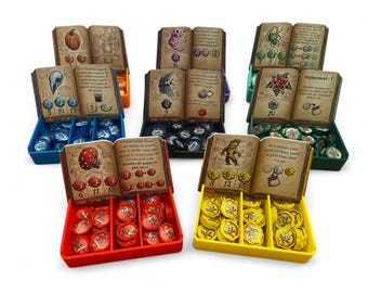The Quacks of Quedlinburg storage boxes organizer / insert - 8 tokens containers - Works with 2 extensions