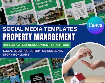 200 Customizable Property Management Canva Designs Posts Stories Carousels Highlights Ready to Use Marketing Graphics Social Media Templates