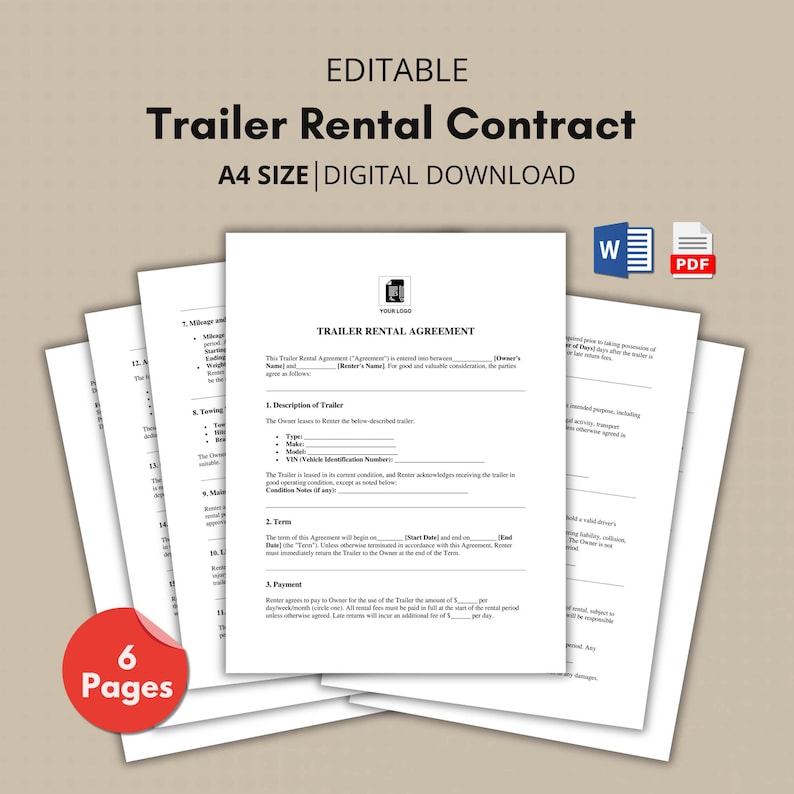 Trailer Rental Contract Template Trailer Lease Agreement Rental Form Trailer Rental Contract Template Trailer Lease Agreement Rental Form