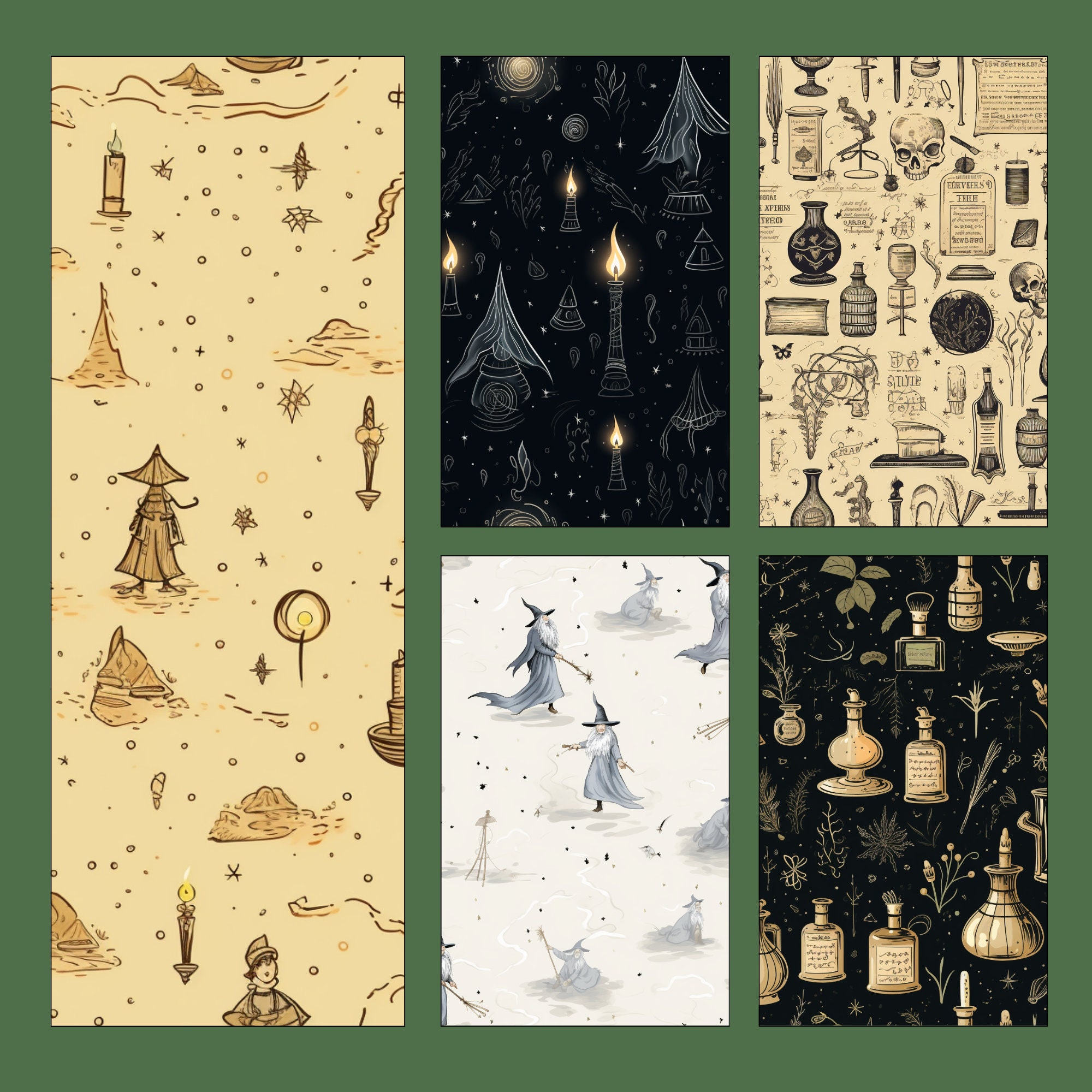 Wizard Pattern Digital Paper, Seamless Pattern, Wizard Junk Journal ...