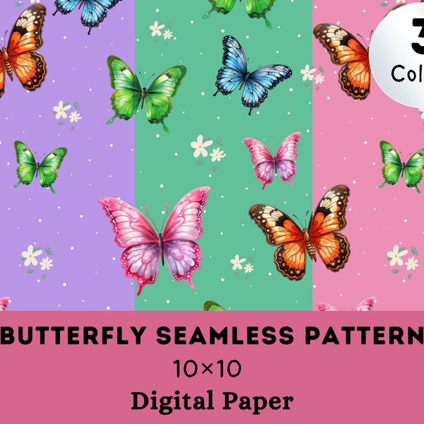 Butterfly Seamless Patterns Digital Papers 3 Colors Designing Papers Pink Lavender Green Butterfly Paper Bedsheets Designs Gift Wrapp Arts