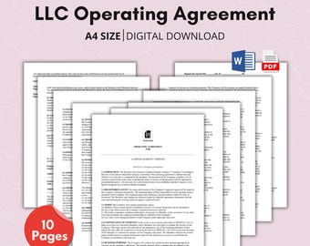 llc-Betriebsvereinbarung Vorlage, llc-Vereinbarungsformular, rechtliches Dokument, dunkelblaues Unternehmen, bearbeitbares GmbH-Formular, Vorlage für die Betriebsvereinbarung