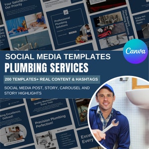 Plumber Instagram Post Templates, Plumbing Service Instagram Stories, Pipe Fixing Services, Plumbing Social Media Posts, Plumbing Repair