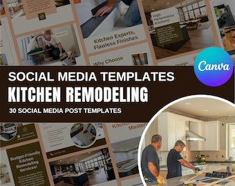 30 Kitchen Remodeling Business Templates Social Media Posts Instagram Posts Editable Templates Canva Designs 30 IG Canva Editable Templates