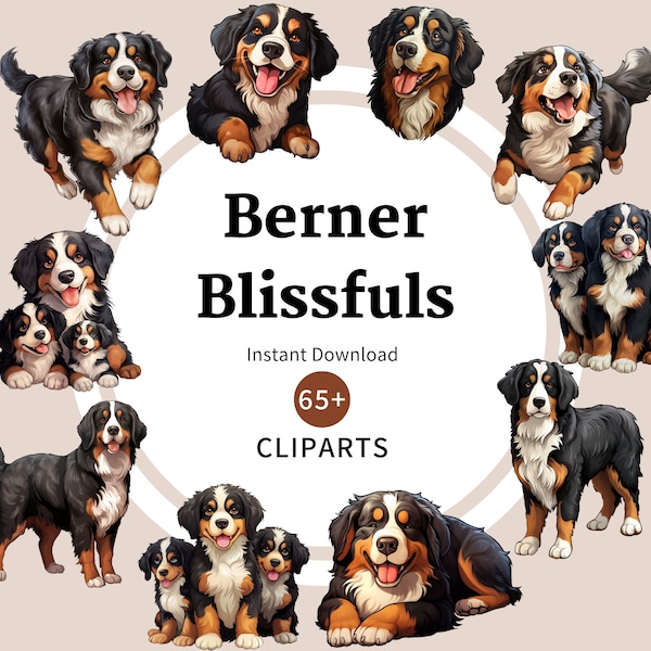 66 Wholesome Bernese Mountain Dog PNGs | Perfect Clipart for Invitations, Dog Blogs, Social Media Captures, & Crafting Adventures