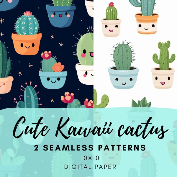 Bundle de cliparts cactus mignons PNGs de cactus kawaii pour autocollants, tasses et sweat-shirts avec des fichiers panachés, totem, à usage commercial