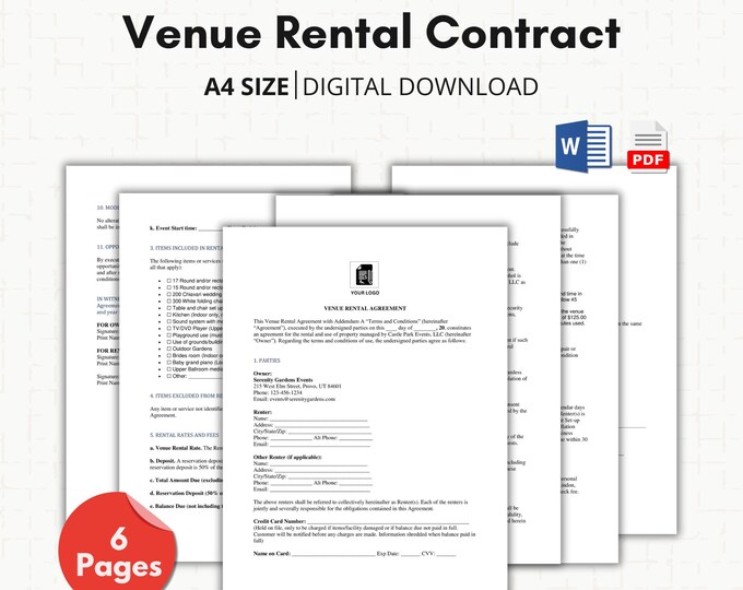 Event Rental Agreement Example This item is unavailable - Etsy