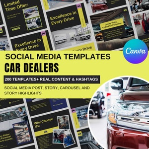 Car Dealers 200 Templates Social Media Posts Real Content Stories Carousers Story Highlights Editable Canva Designs Ready to Use Social Post