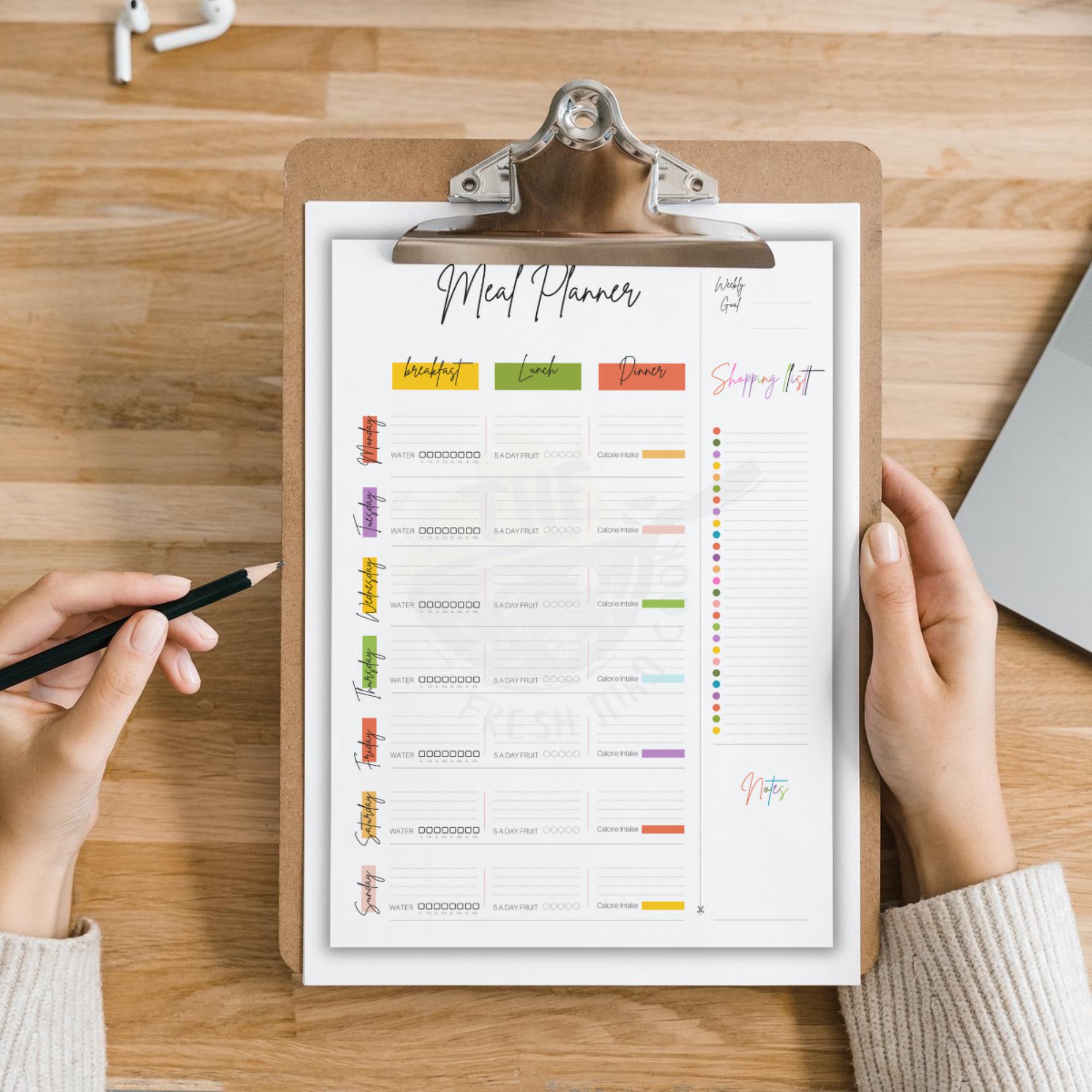 Meal Tracker Portrait A4 Size Instant Download Meal Planner Printable ...