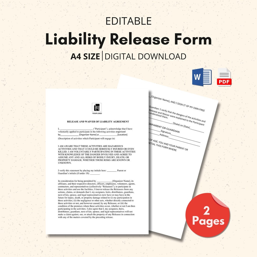 Liability Waiver Form, Waiver Form, Consent Form Template, Liability ...