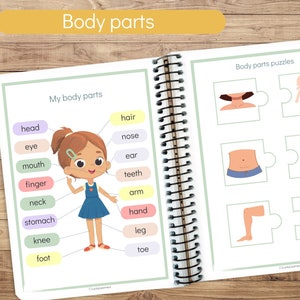 Body Parts Busy Bundle, Printable Montessori Materials, Tracing words, body puzzles, Educational Prints, Toddler Flash Cards