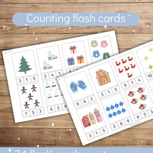 24 Schede flash per il conteggio dei numeri stampabili Impara i numeri Attività prescolare e della scuola materna