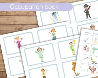 Occupation book 24 Printable Flash cards Preschool Activities Homeschool Montessori Materials Kids Learning