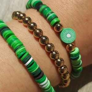 preppy green trio set (mixed clay beads bracelets)