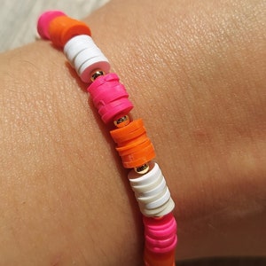 Pink & Orange Clay Bead Bracelet