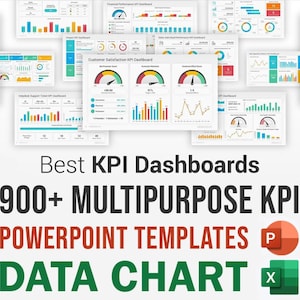 Mais de 1000 gráficos de KPI multifuncionais - Negócios + Microsoft PowerPoint animado + Excel editável