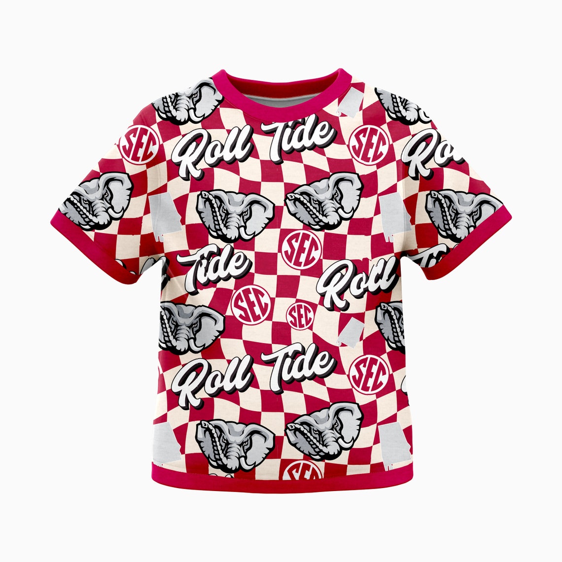 Alabama Crimson Tide Seamless Pattern, SEC Sports Team Groovy Art, Roll ...