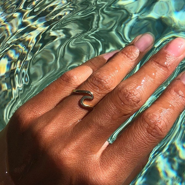 Golfring, roestvrij staal, aanpasring, waterdichte strandsieraden, stapelring, surferaccessoire, sierlijke ring, zeemeerminring, Boho