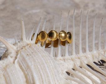 Muschelgoldring, 18K vergoldet, wasserdichter Strandschmuck, Herzmuschel, Surferring, Größe 6-8, zierlicher Ring, hypoallergen, Boho