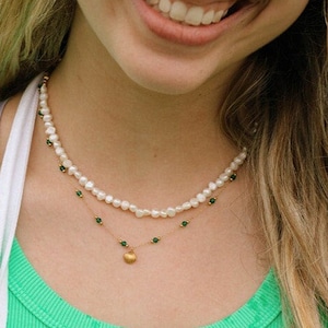 Pearl Necklace, Adjustable Length, Waterproof Beach Jewelry, Baroque Choker, Freshwater Pearl, Hypoallergenic, Surfer Accessory, Boho