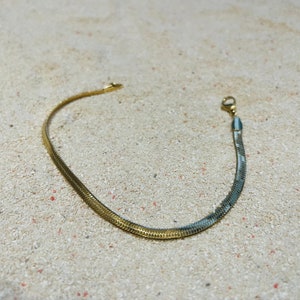 Herringbone Chain Bracelet, 18K Gold Plated, Length 16.5cm / 18cm, Snake Chain Bracelet, Layering Bracelet, Waterproof Bracelet image 3